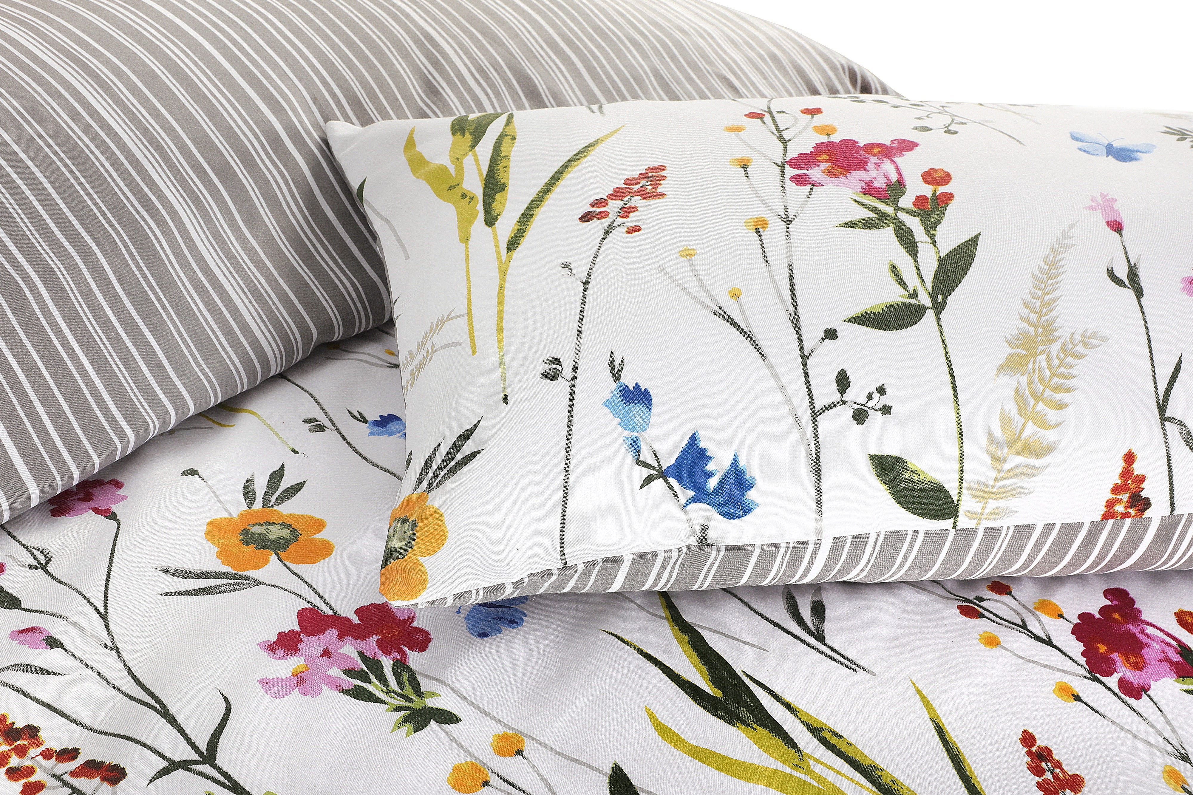 Flowers Multi Coloured Bedding Duvet Cover Set 100% Cotton 200 Thread –  Threadnine