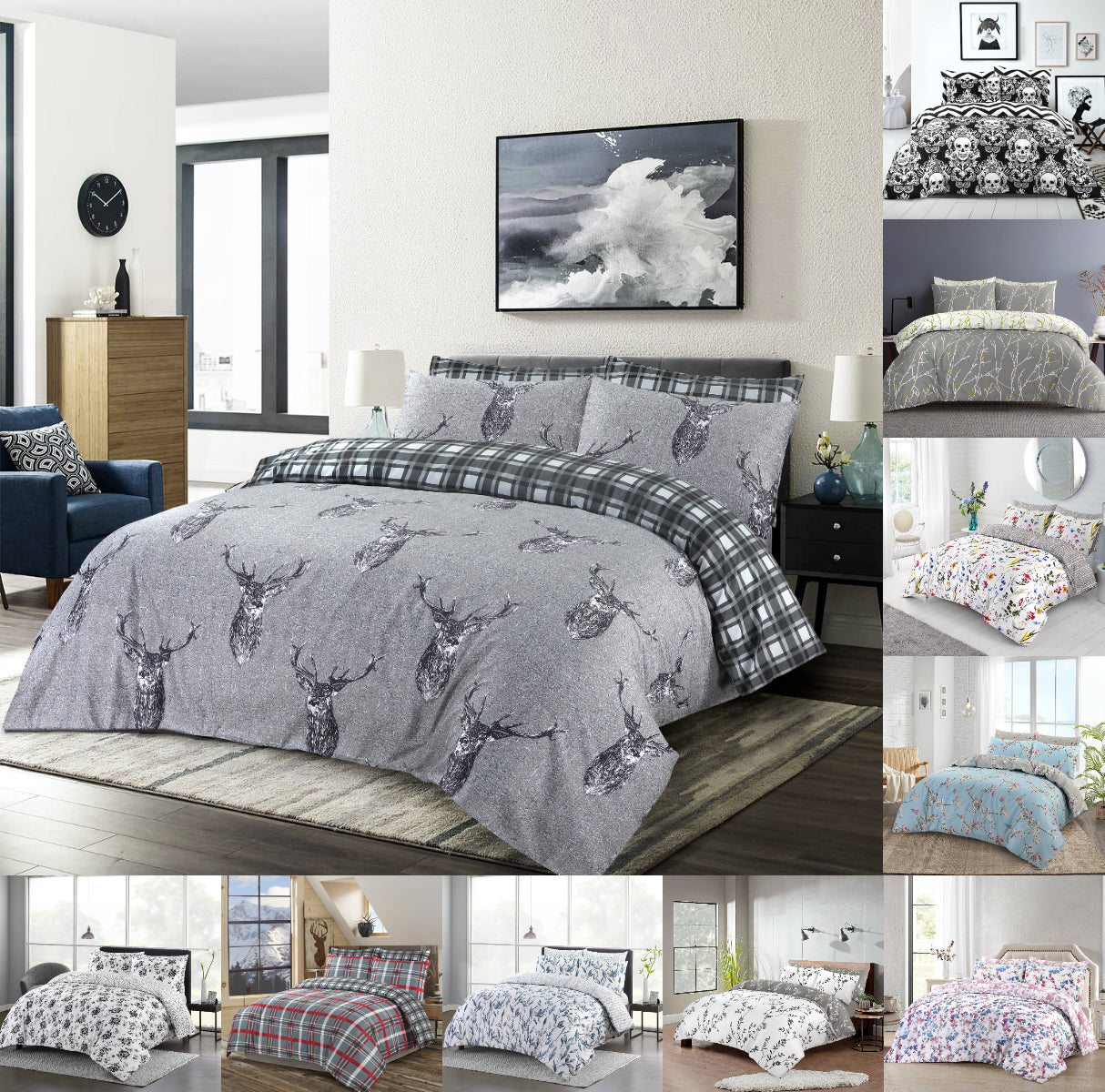 Printed Designer Duvet Cover with Pillowcases 100% Cotton Quilt Covers Bedding Sets - Threadnine