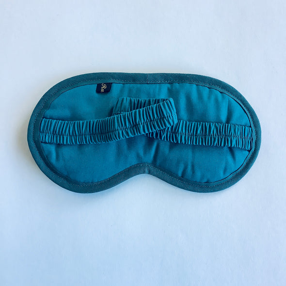 Teal Cream Yellow Peacock Feathers linen lavender lavender infused eye mask 100% cotton - Threadnine