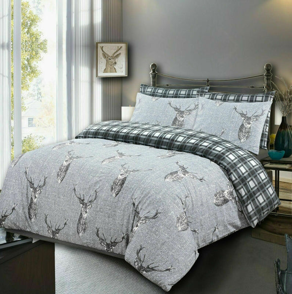 Stag Duvet Cover With Pillow Cases 100% Cotton Quilt Covers Bedding Sets Double King Size - Threadnine