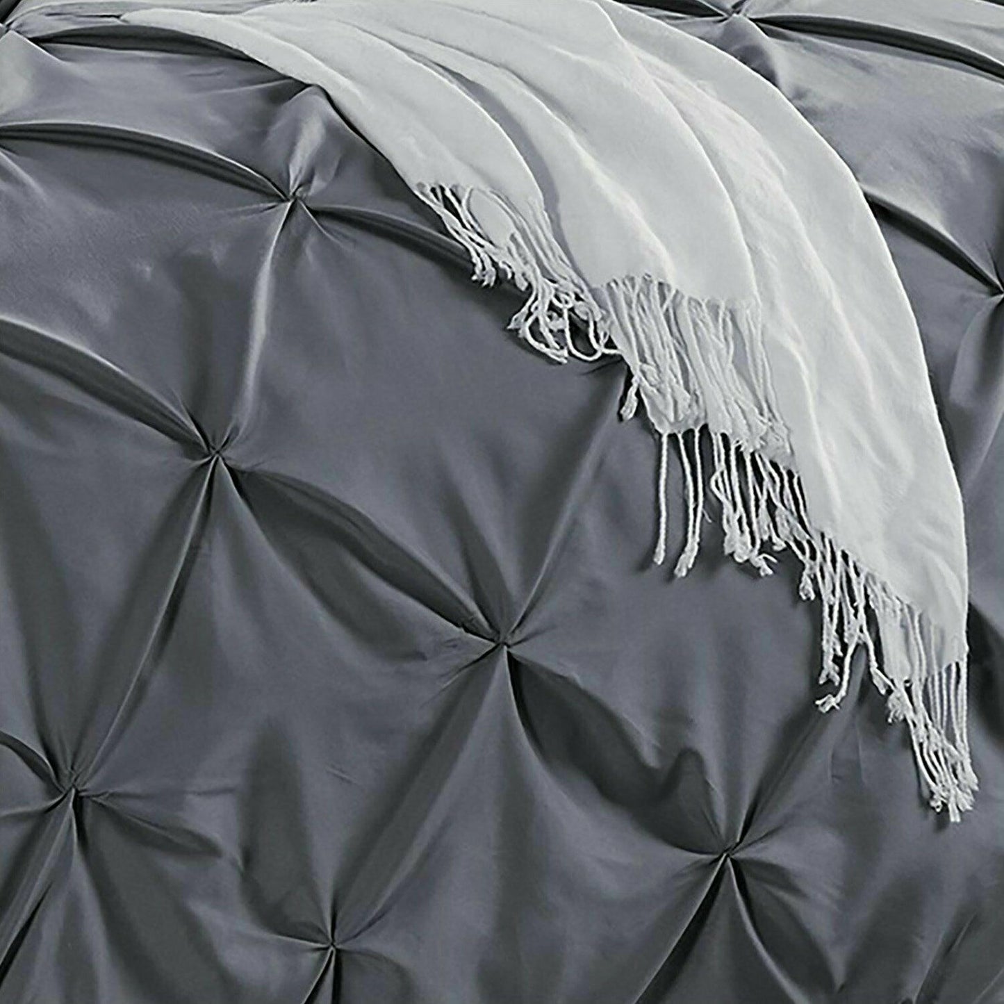 Charcoal Grey Pin tuck Duvet Cover 100% Cotton Bedding Sets Single Double King Super King Sizes - Threadnine