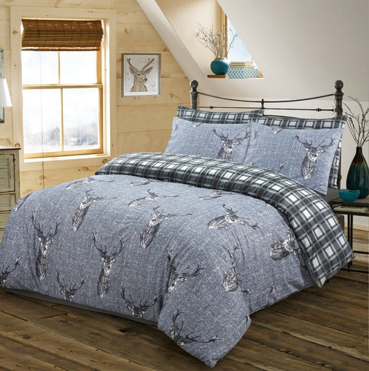 Stag Duvet Cover With Pillow Cases 100% Cotton Quilt Covers Bedding Sets Double King Size - Threadnine