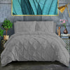 Pin Tuck Duvet Cover with Pillowcases 100% Cotton Bedding Set Single Double King Super King Sizes - Threadnine
