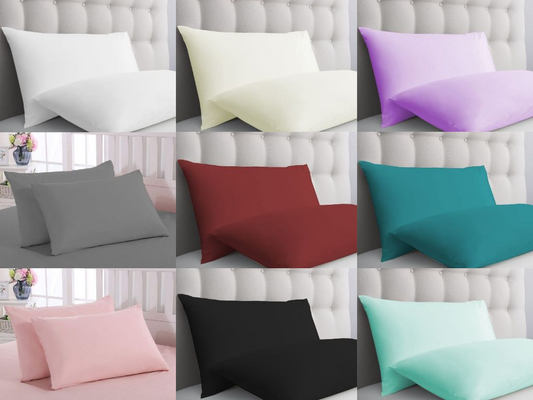 200 Thread Count Housewife Pillow Cases Pair 100% Egyptian Cotton Bed Covers - Threadnine