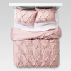 Dusky Pink Pintuck Duvet Cover with Pillow Cases 100% Cotton Sets Double King Super King Sizes - Threadnine