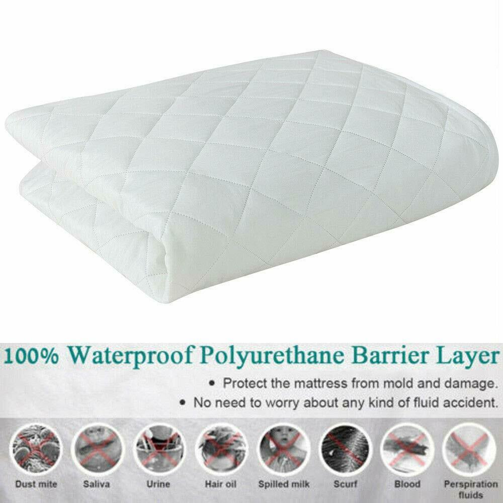 Extra Deep Waterproof Quilted Mattress Protector 100% Cotton Single Double King Super King Size - Threadnine