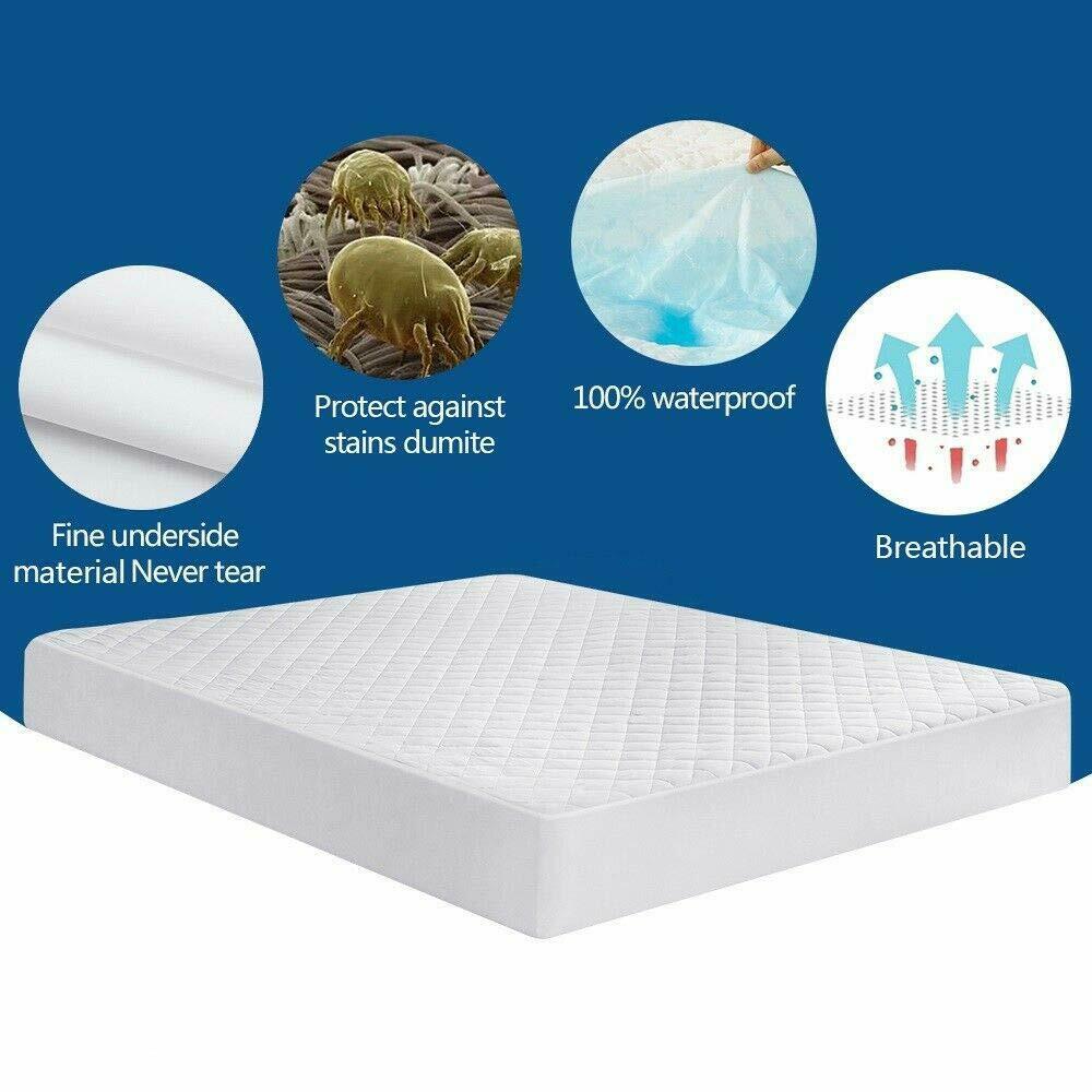 Extra Deep Waterproof Quilted Mattress Protector 100% Cotton Single Double King Super King Size - Threadnine