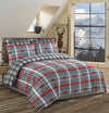 Red Check Reversible Duvet Cover Bedding Set 100% Cotton Double Super King Size - Threadnine
